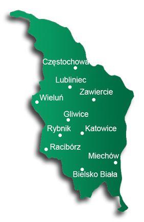 Czstochowa, Zawiercie, Katowice, Wielu, Bielsko Biaa, Rybnik, Racibrz, Gliwice, Lubliniec, Miechw